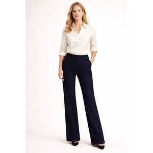 Ann Taylor LOFT Marisa Trouser 6 Navy Blue Flare Leg Professional Workwear